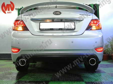 АБС-пластик Диффузор заднего бампера Hyundai Solaris(2010-2013) var№3 Двойной выхлоп